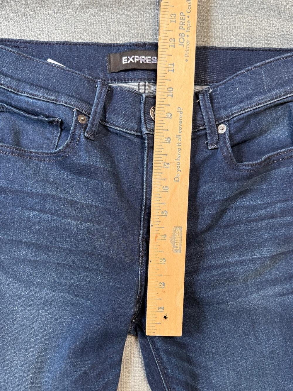 Express Super Soft Stretch+ Bell Flare Dark Wash Blue Women's Jeans - Picture 6 of 10